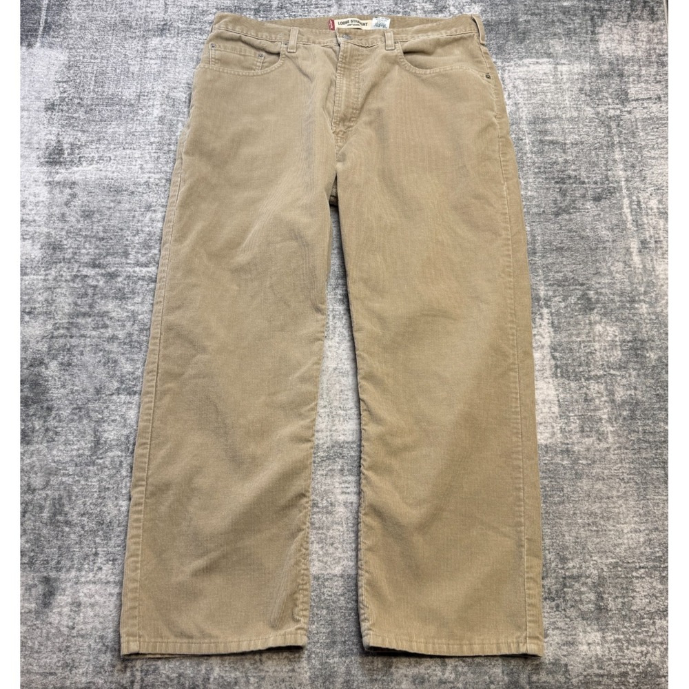 Levis Jeans Men 38x30 Beige 569 Loose Straight Corduroy Relaxed Baggy Skater Y2K